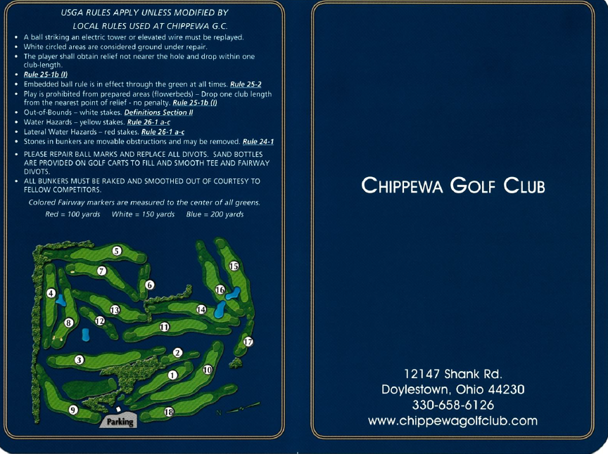 Scorecard Chippewa Golf Club